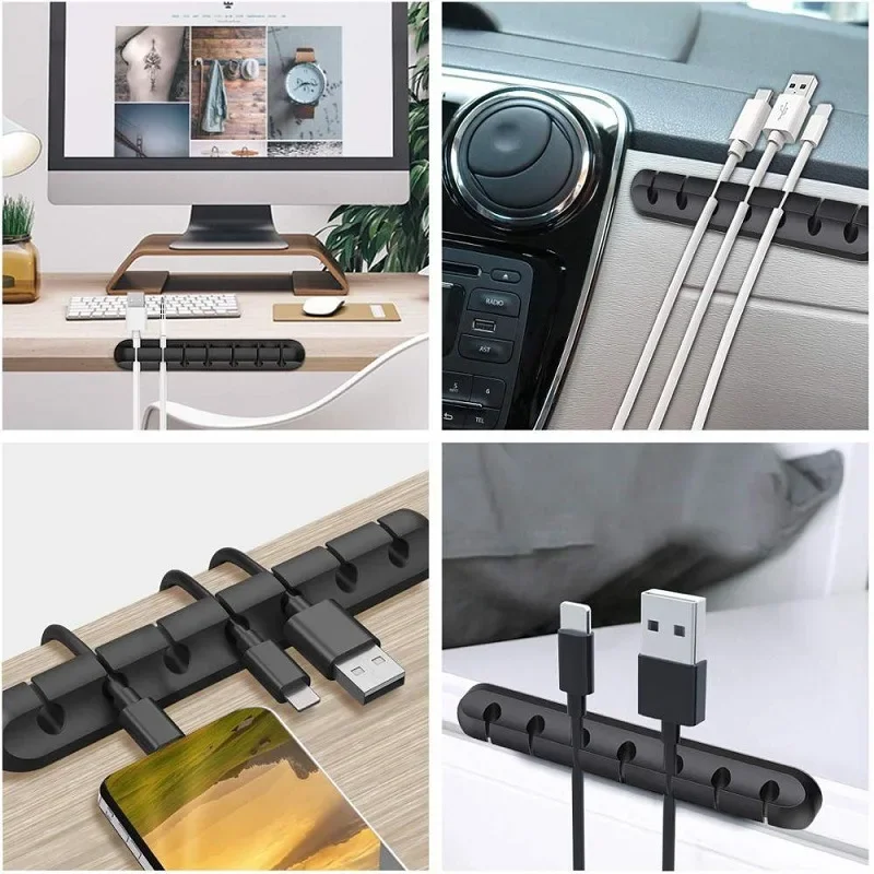 Silicone USB Cable Organizer USB Charging Cable Winder Desktop Tidy - Image 5