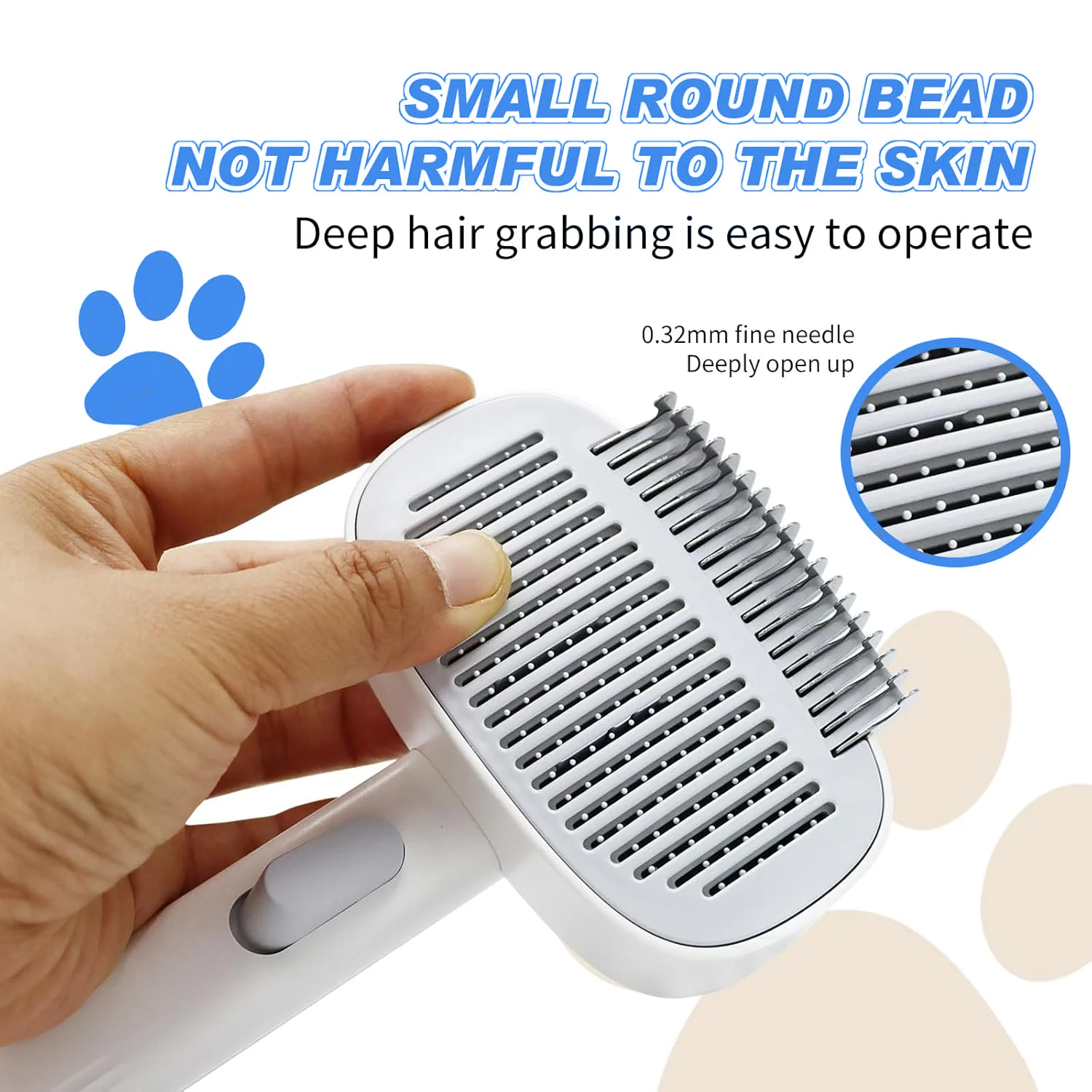 Pet Grooming Brush 3-in-1 Multi-Function Adjustable Round Tip Comb - Image 3