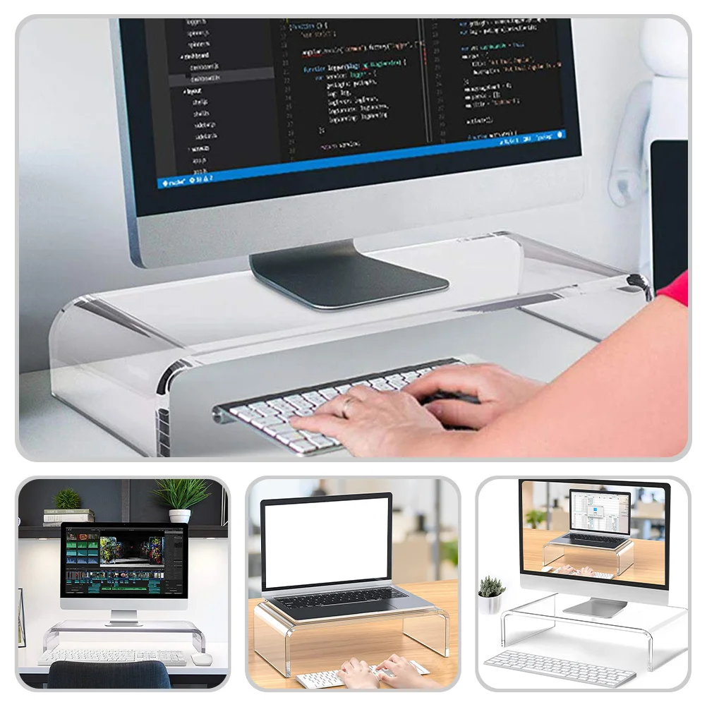 Clear Acrylic Monitor Stand 15Cm Height For Computer Laptop Ergonomic - Image 4